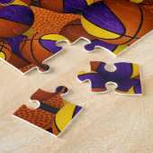 paarse gouden basketbal team kleuren met kinder na legpuzzel (Zijkant)