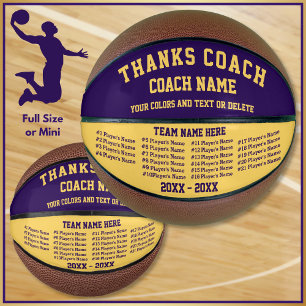 Paarse, gouden Basketball Coach appreciatie cadeau Basketbal