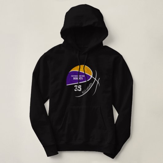 paarse gouden basketbalteam gepersonaliseerde zwar hoodie (Design voorkant)