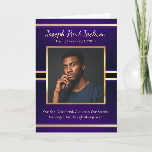 Paarse gouden begrafenisdienst gevouwen programma (Voorkant)