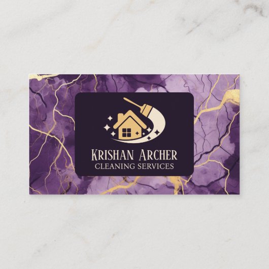 Paarse Gouden Biege Marmeren Schoonmaak Huizen Hui Visitekaartje (Achterkant)
