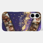 Paarse & Gouden Bladeren Film Strip Foto Case-Mate iPhone Case (Achterkant (horizontaal))