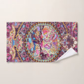 Paarse Gouden Blauwe Perzische Bloemen Pauw Bad Handdoek (Handdoek)