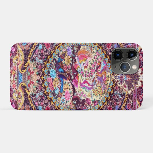 Paarse Gouden Blauwe Perzische Bloemen Pauw Case-Mate iPhone Case (Achterkant (horizontaal))