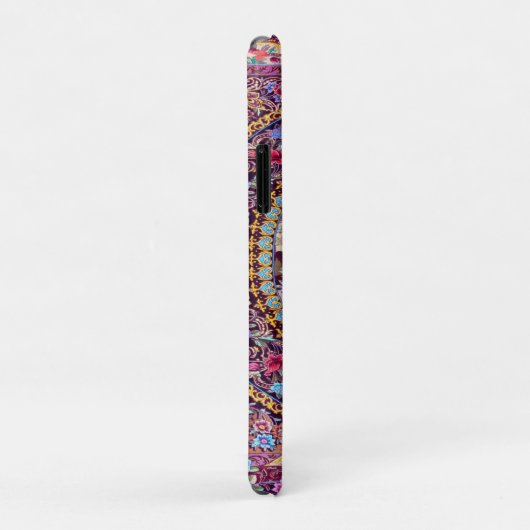 Paarse Gouden Blauwe Perzische Bloemen Pauw Case-Mate iPhone Case (Achterkant/rechts)