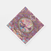 Paarse Gouden Blauwe Perzische Bloemen Pauw Decoup Servet (Hoek)