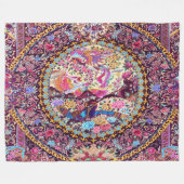 Paarse Gouden Blauwe Perzische Bloemen Pauw Fleece Deken (Voorkant (Horizontaal))