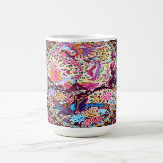 Paarse Gouden Blauwe Perzische Bloemen Pauw Koffiemok (Center)