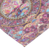 Paarse Gouden Blauwe Perzische Bloemen Pauw Tafelkleed (Gekanteld)