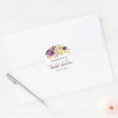 Paarse Gouden Bloem Bruidsdouche Favor Sticker (Envelop)