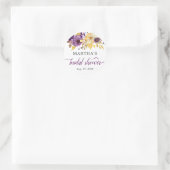 Paarse Gouden Bloem Bruidsdouche Favor Sticker (Tas)