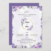 Paarse Gouden Bloem Moslim Huwelijksuitnodiging Kaart (Voorkant / Achterkant)