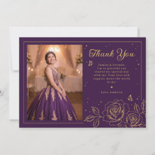 Paarse & Gouden Bloem Quinceañera