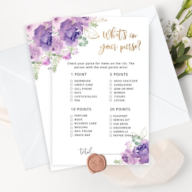 Paarse gouden bloem wat zit er in je tas spel (Creator heeft geüpload)