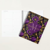 Paarse Gouden Bloem William Morris Elegante Monogr Planner (Display)
