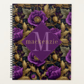 Paarse Gouden Bloem William Morris Elegante Monogr Planner (Voorkant)