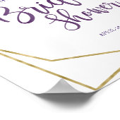 Paarse Gouden Bloemachtige Bruidsdouche Ontvangst Poster (Hoek)