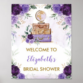 Paarse Gouden Bloemachtige Reis Bruiloft Bridal Sh Poster