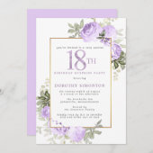 Paarse Gouden Bloemen 18e Verjaardag Surprise Part Kaart (Voorkant / Achterkant)