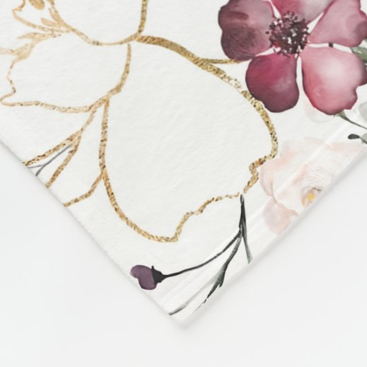 Paarse Gouden Bloemen Baby Milestone Deken Meisje (Hoek)