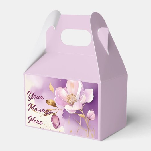  Paarse gouden bloemen Bedankdoosjes (Voorkant Zijde)