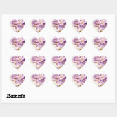 Paarse gouden bloemen Hart Sticker (Vel)