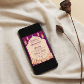 Paarse Gouden Bloemen Islamitische Moslim Bruiloft Kaart