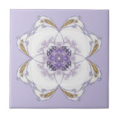 Paarse, Gouden Bloemen-Look Fractal Art Lavendel Tegeltje (Voorkant)