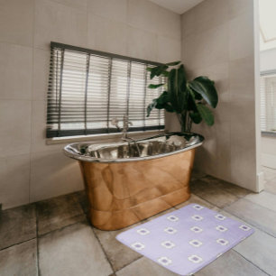 Paarse Gouden Bloemen-Look Fractal Art Tiled Laven Badmat