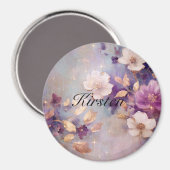 Paarse gouden bloemen magneet (Voorkant / Achterkant)