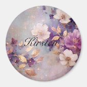 Paarse gouden bloemen magneet (Voorkant)