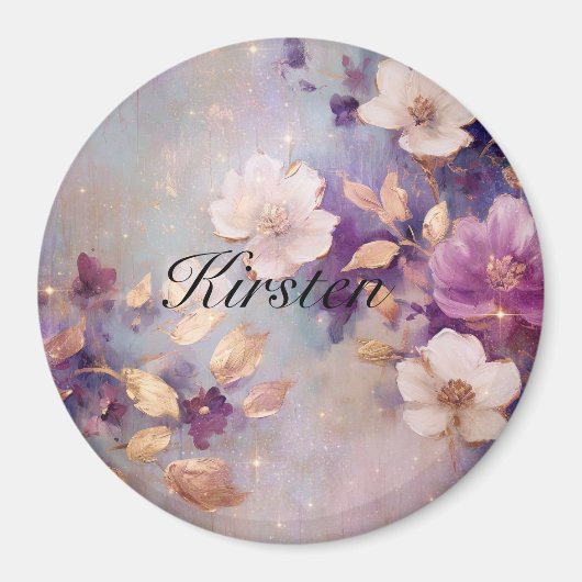 Paarse gouden bloemen magneet (Voorkant)