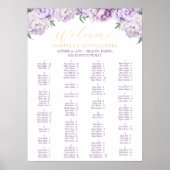 Paarse & Gouden Bloemen Quinceañera Zitting Grafie Poster (Voorkant)