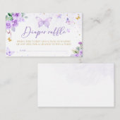 Paarse Gouden Bloemen Vlinder Luier Raffle Ticket Informatiekaartje (Voorkant / Achterkant)