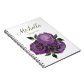 Paarse Gouden Bloemen Witte Aangepaste Notitieboek (Rechterzijde)