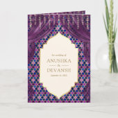 Paarse Gouden Bloemengordijn Indische Hindoe Bruil (Voorkant)