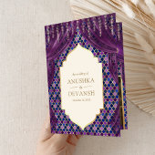 Paarse Gouden Bloemengordijn Indische Hindoe Bruil