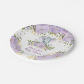 Paarse Gouden Bloemenolifant Baby Meisje Douche Pa Papieren Bordje (Gekanteld)