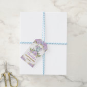 Paarse gouden bloemenolifant Baby shower gunsten Cadeaulabel (Met Touw)