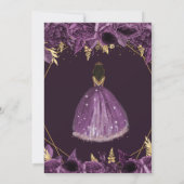 Paarse Gouden Bloemige Tan Prinses Quinceañera   Kaart (Achterkant)