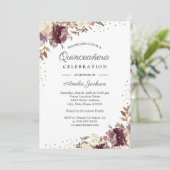 Paarse Gouden Bloemige Waterverf Quinceanera Uitno Kaart (Staand voorkant)