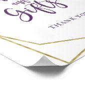 Paarse Gouden Bloemkaart- en Cadeauschild Poster (Hoek)