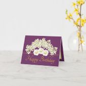 Paarse gouden boeket orchideeën Rozen Happy Birthd Kaart (Gele Bloem)