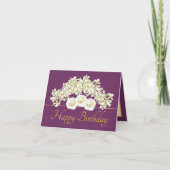 Paarse gouden boeket orchideeën Rozen Happy Birthd Kaart (Voorkant)
