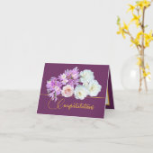 Paarse gouden boeket Rozen Krokussen Gefeliciteerd Kaart (Gele Bloem)