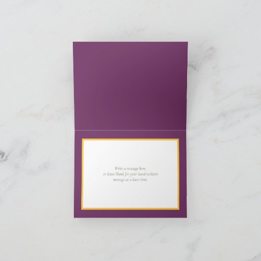 Paarse gouden boeket Rozen Krokussen Gefeliciteerd Kaart (Binnen)