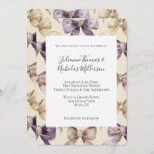 Paarse gouden bogen bruiloft kaart (Voorkant / Achterkant)