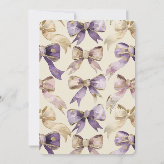 Paarse gouden bogen bruiloft kaart (Achterkant)
