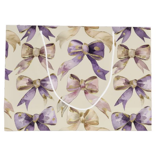 Paarse gouden bogen Verjaardag Groot Cadeauzakje (Achterkant)