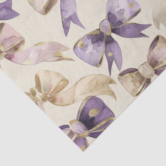 Paarse gouden bogen Verjaardag Tissuepapier (Detail)